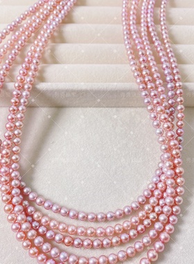 天然淡水真珍珠妖艳紫色项链正圆无暇强光原产地锁骨链颈链饰品