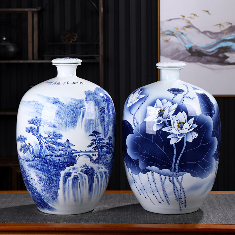 青花瓷陶瓷酒瓶景德镇手绘复古