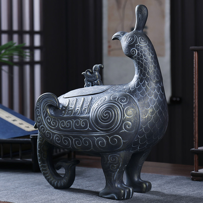 仿青铜酒瓶景德镇手工作品复古