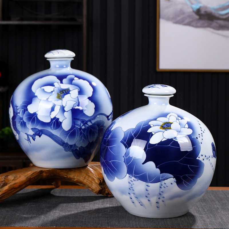 青花瓷陶瓷酒瓶景德镇密封青花瓷