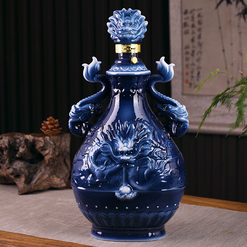 颜色釉空酒瓶景德镇手工制作复古