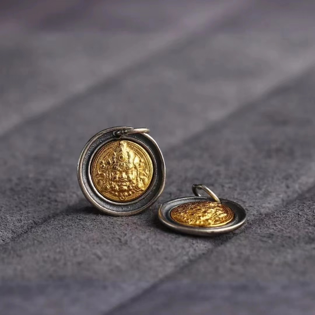 吊坠925银 NO176国风小黄CC侧边坠子小滴溜时尚复古创意吊坠