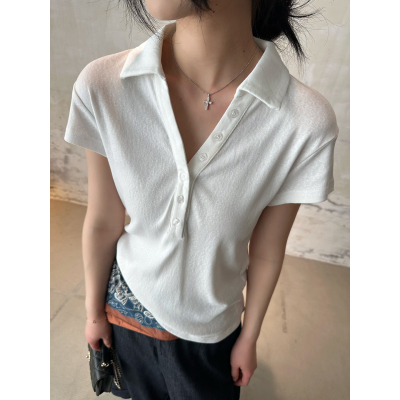 夏季三色POLO领短袖T恤女亲肤