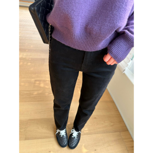 后口袋刺绣烟管收脚牛仔裤 小阿秋显瘦直筒九分神裤 女秋冬高腰窄版