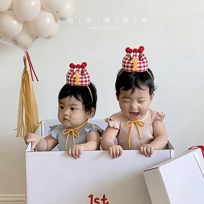 韩系ins布艺生日皇冠帽