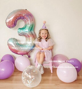 40寸气球ins风可爱女宝渐变彩虹网红摄影拍照巨无霸铝膜数字气球