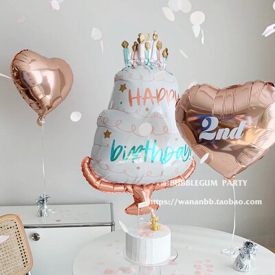 网红ins风生日蛋糕造型卡通气球