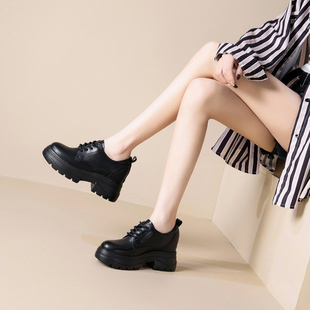 棉鞋 韩版 松糕厚底显瘦小个子低帮鞋 女新款 短靴 皮面内增高9CM单鞋