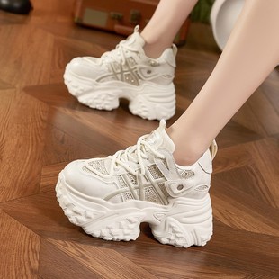 小个子大爱鞋 老爹鞋 内增高9CM女ins潮流超高跟显瘦水钻休闲运动鞋