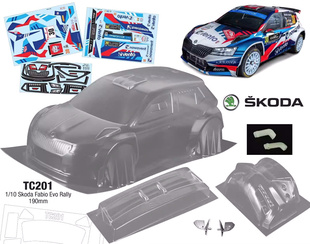 1/10油电房RC 漂移模型 PC透明车壳 TeamC 斯柯达 Fabio RS Rally