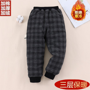 冬装女童棉裤三层加绒加厚外穿北方一条过冬儿童裤子休闲保暖裤