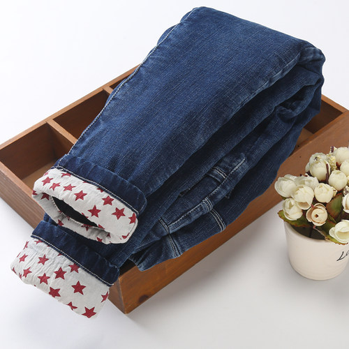 女童牛仔棉裤三层加绒夹棉