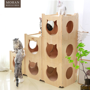 人猫共用猫窝组合双层贴墙猫窝四季 开放式 通用可定制猫舍猫屋别墅