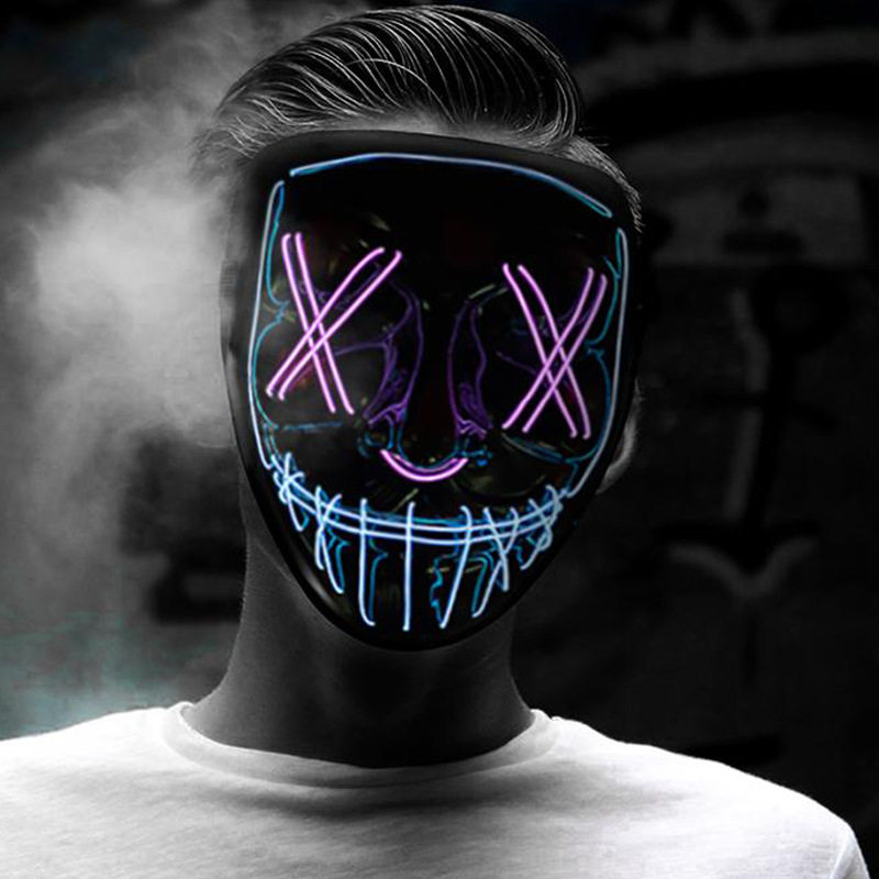 led mask发光面罩面具鬼脸v字仇杀队亚马逊万圣节爆款