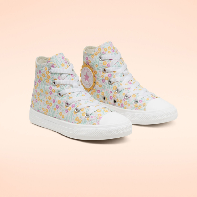 匡威Converse Ditsy Floral 小野花粉嫩帆布 大童鞋666875F 现