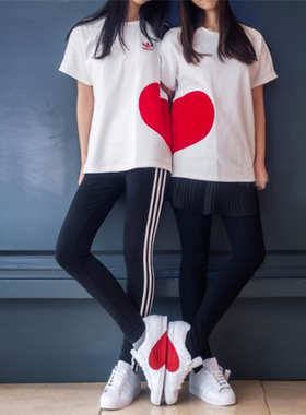 正品Adidas Valentine Tee CE1684 CE1690情人节短袖T恤拼爱心