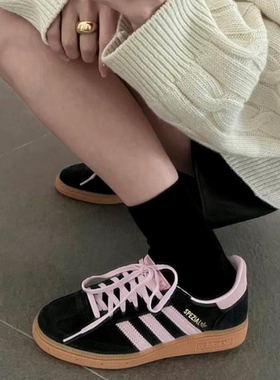 Adidas Handball Spezial 黑粉 防滑耐磨 低帮 健步鞋 ie5897
