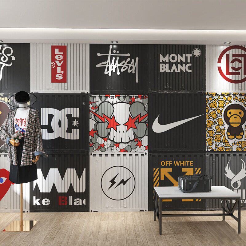 潮牌集装箱LOGO网红背景墙纸