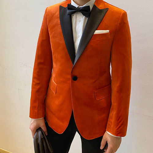 kingsman王牌特工橘天鹅绒西服