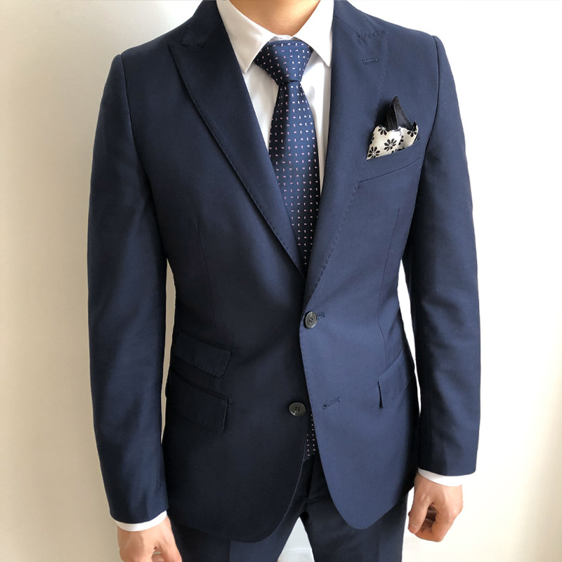 KIESSU Navy Suit定制藏青商务修身男正装西服小贝款白领通勤西装
