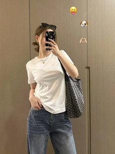 显瘦辣妹 2025断货王圆领正肩棉质短袖 t恤女夏季 通勤打底衫 修身