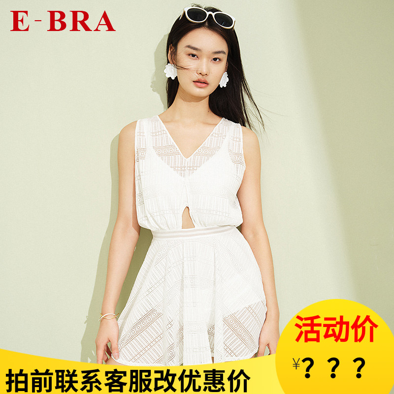 无袖E－BRA连体泳衣蕾丝显瘦女