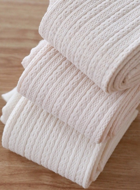 日系秋冬新款米白加绒打底连裤袜轻收腹提臀甜美显瘦防勾丝袜子女