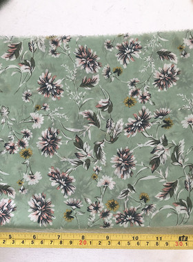 满18包邮外贸布料样品绿色系日韩碎花雪纺布头碎布娃娃衣围巾丝巾