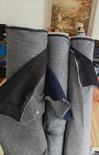 厚弹力黑牛仔布料深蓝牛仔 反面拉绒牛仔布料 秋冬牛仔裤面料