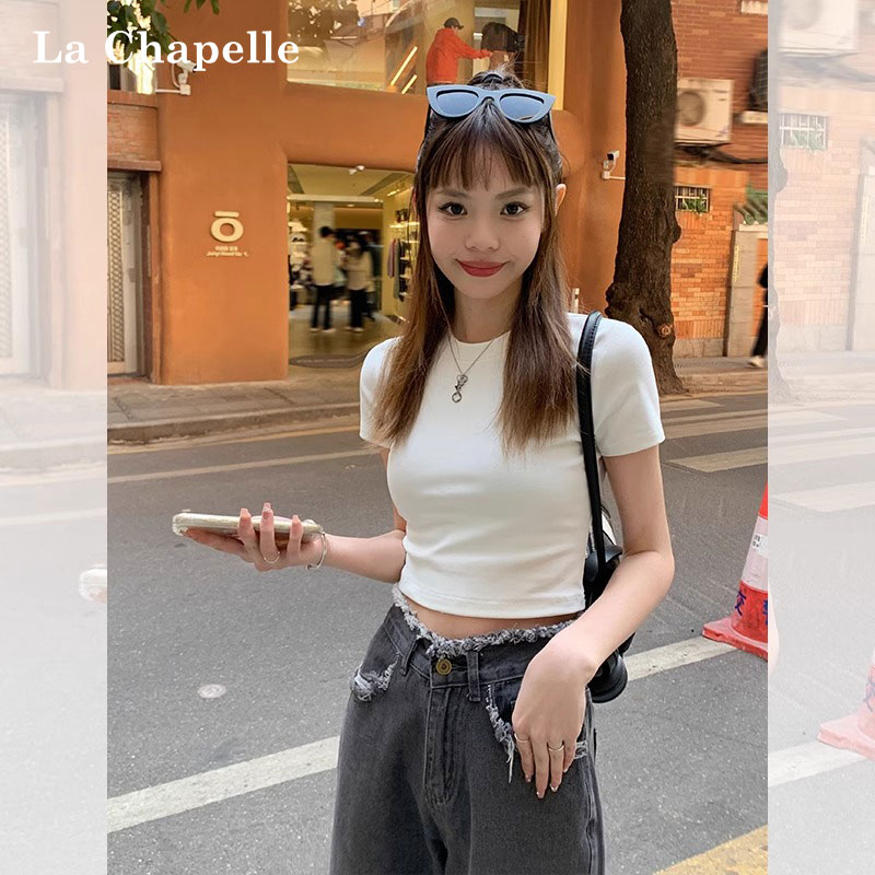 显瘦正肩短袖t恤女夏修身