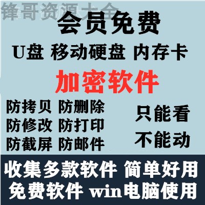 U盘移动硬盘SD卡加密绑定软件/音频视频/PPT/PDF文档防复制防拷贝