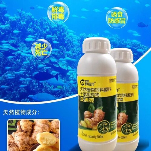 泼洒姜水产养殖专用鱼药生姜提取物解毒排毒减少死亡诱食预防感冒