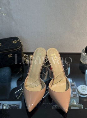 新人体验价198！纯欲女神夏季一脚蹬浅口尖头拖鞋红底高跟鞋