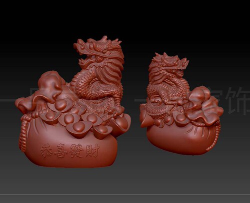 龙年-恭喜stl雕刻图圆雕图模型文件三维立体精雕图3d打印图纸
