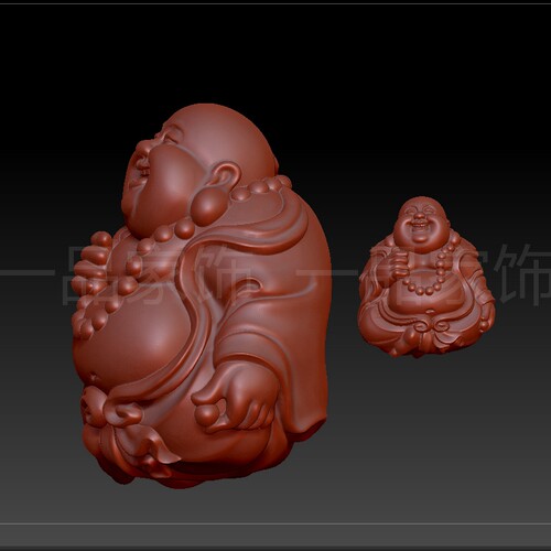 弥勒小把件stl雕刻图圆雕图模型文件三维立体精雕图3d打印图