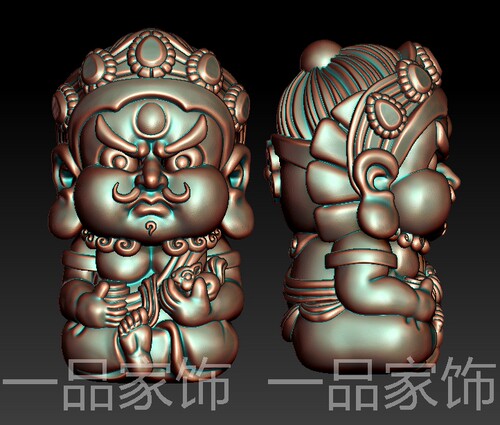 卡通黄财神3雕刻图圆雕图stl模型文件三维立体精雕图3d打印图纸