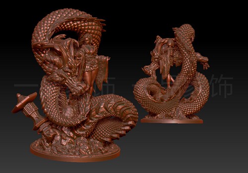 龙+的女stl雕刻图圆雕图模型文件三维立体精雕图3d打印图纸