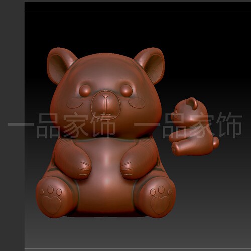6修的小熊喔stl雕刻图圆雕图模型文件三维立体精雕图3d打印