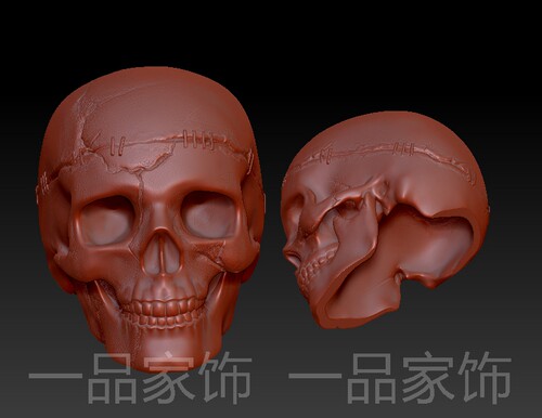 修补骷髅 雕刻图圆雕图stl模型文件三维立体精雕图3d打印图纸