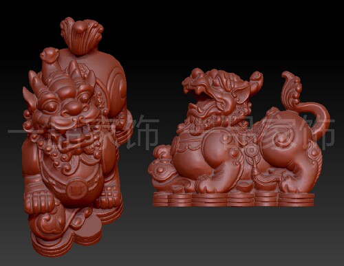 貔貅吉祥032-=圆雕图stl模型三维图立体图精雕图3d打印非实物