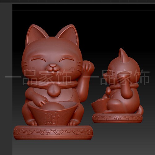 18招财猫改了stl雕刻图圆雕图模型文件三维立体精雕图3d打印