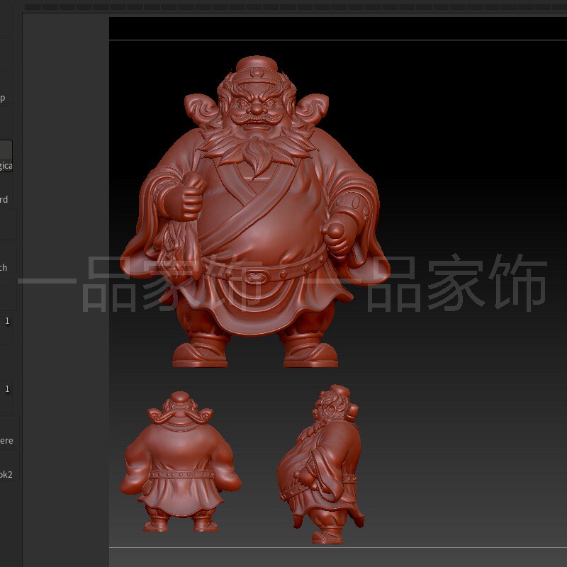 149挎剑钟馗stl雕刻图圆雕图模型文件三维立体精雕图3d