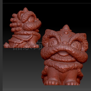 4扫描舞狮子stl格式圆雕图雕刻图模型文件三维立体精雕图3d