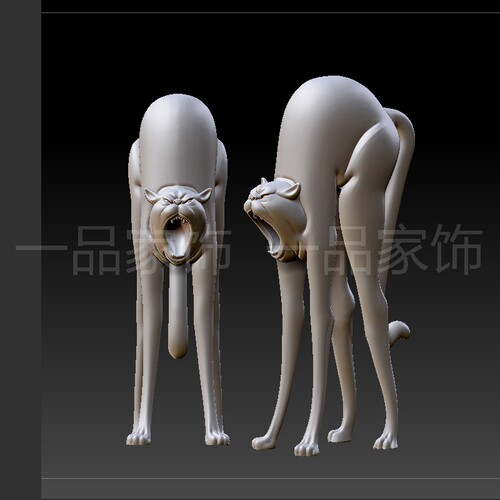 66惊吓猫垂尾stl格式圆雕图雕刻图模型文件三维立体精雕图3d