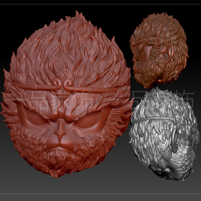 12卡通悟空头部stl格式圆雕图雕刻图模型文件三维立体图3d