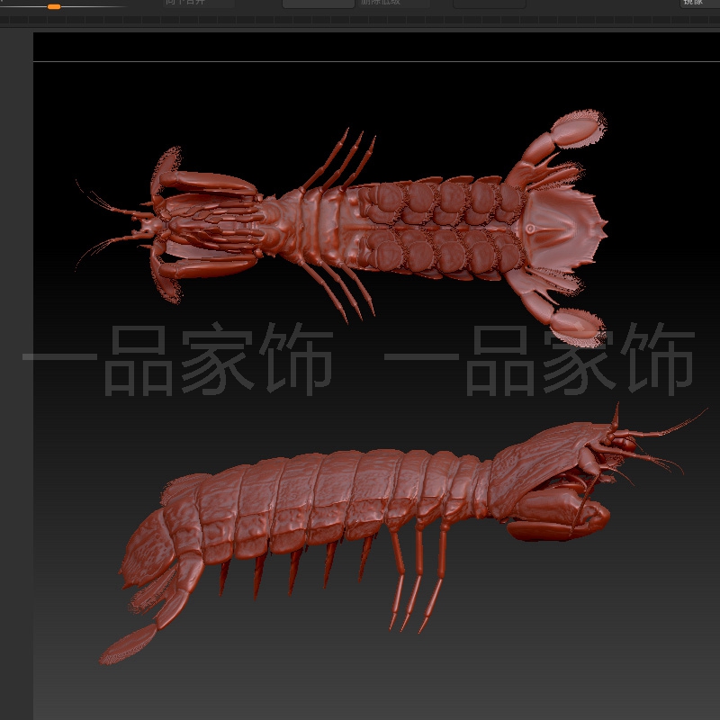 螳螂虾皮皮虾stl雕刻图圆雕图模型文件三维立体精雕图3d打印图