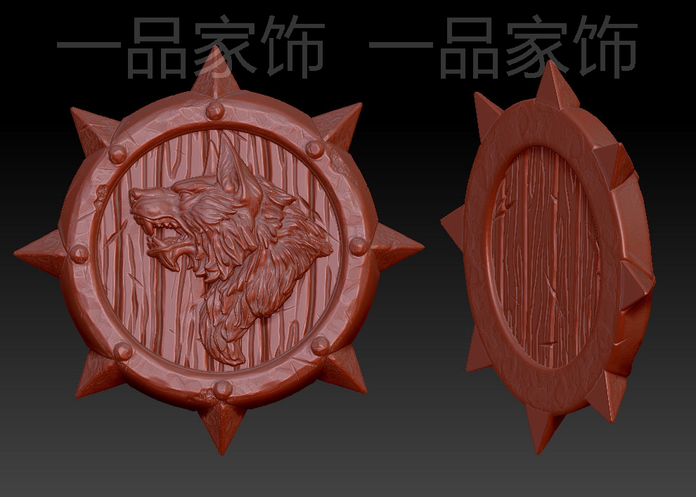 狼头牌 stl雕刻图圆雕图模型文件三维立体精雕图3d打印图纸