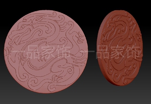 1龙茶杯垫圆雕图stl模型三维图立体图精雕图3d打印非实物