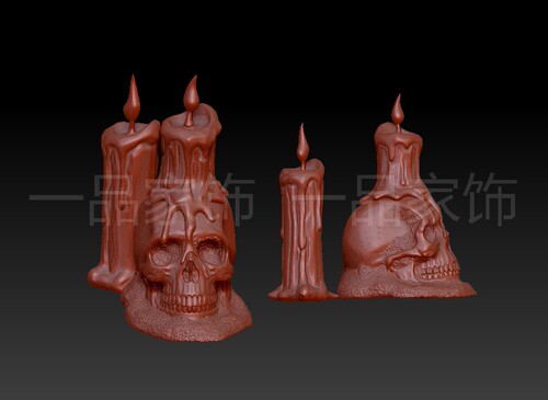 万圣节蜡烛骷 stl雕刻图圆雕图模型文件三维立体精雕图3d打印图纸