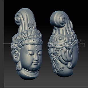158长吉观音头光法stl格式圆雕图雕刻图模型文件三维立体图3d